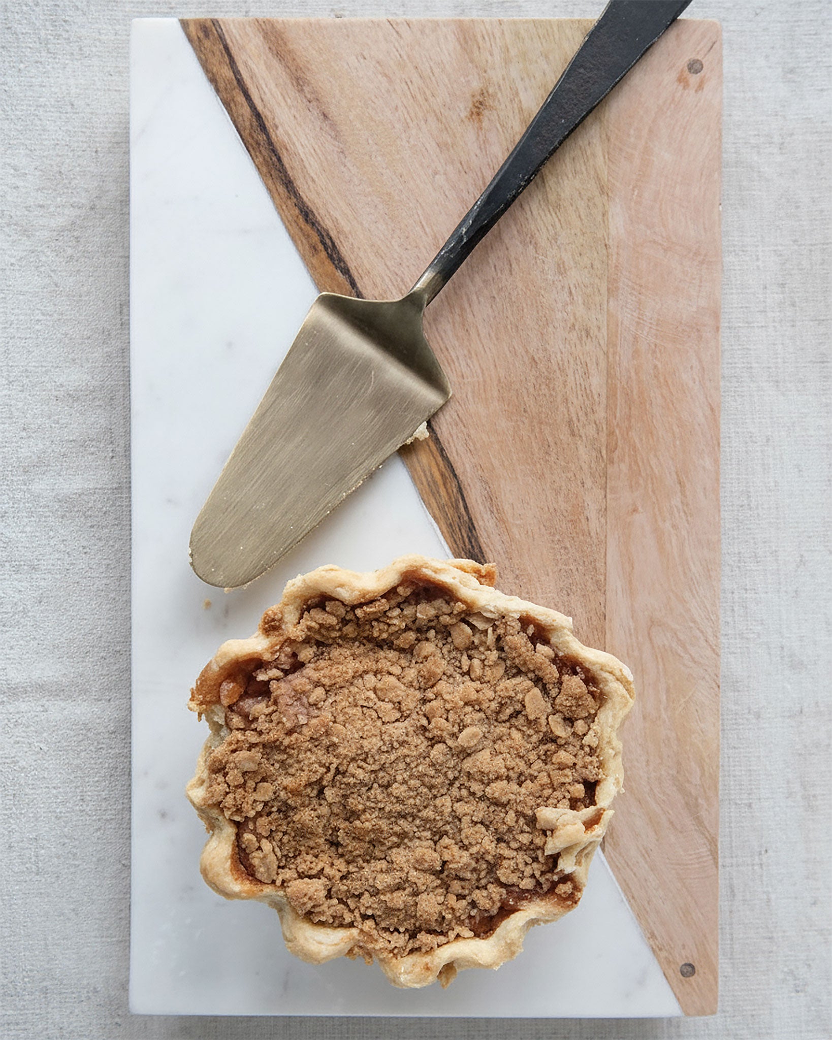 Mango Wood + Marble Wood Tray with Brass Feet