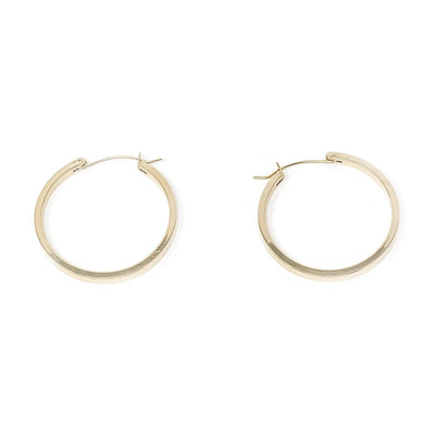 Non-Tarnish Gold Filled Classic 1" Hoops with Stainless Steel Posts earrings on white background.