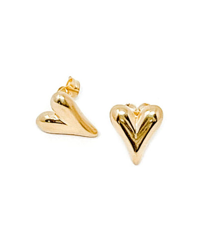 Non-Tarnish Gold Filled Petite Heart Earrings 1/2" in diameter with stainless steel posts.