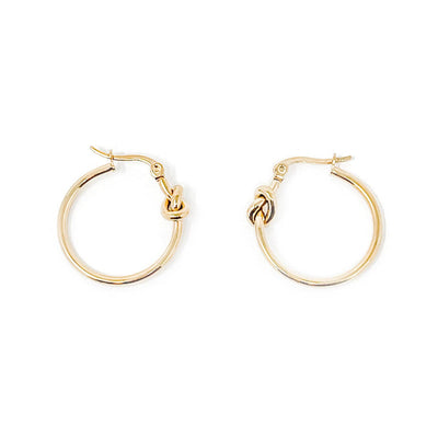 Non-Tarnish Gold-Filled Knotted Hoop 1" diameter with Stainless Steel Posts earrings.
